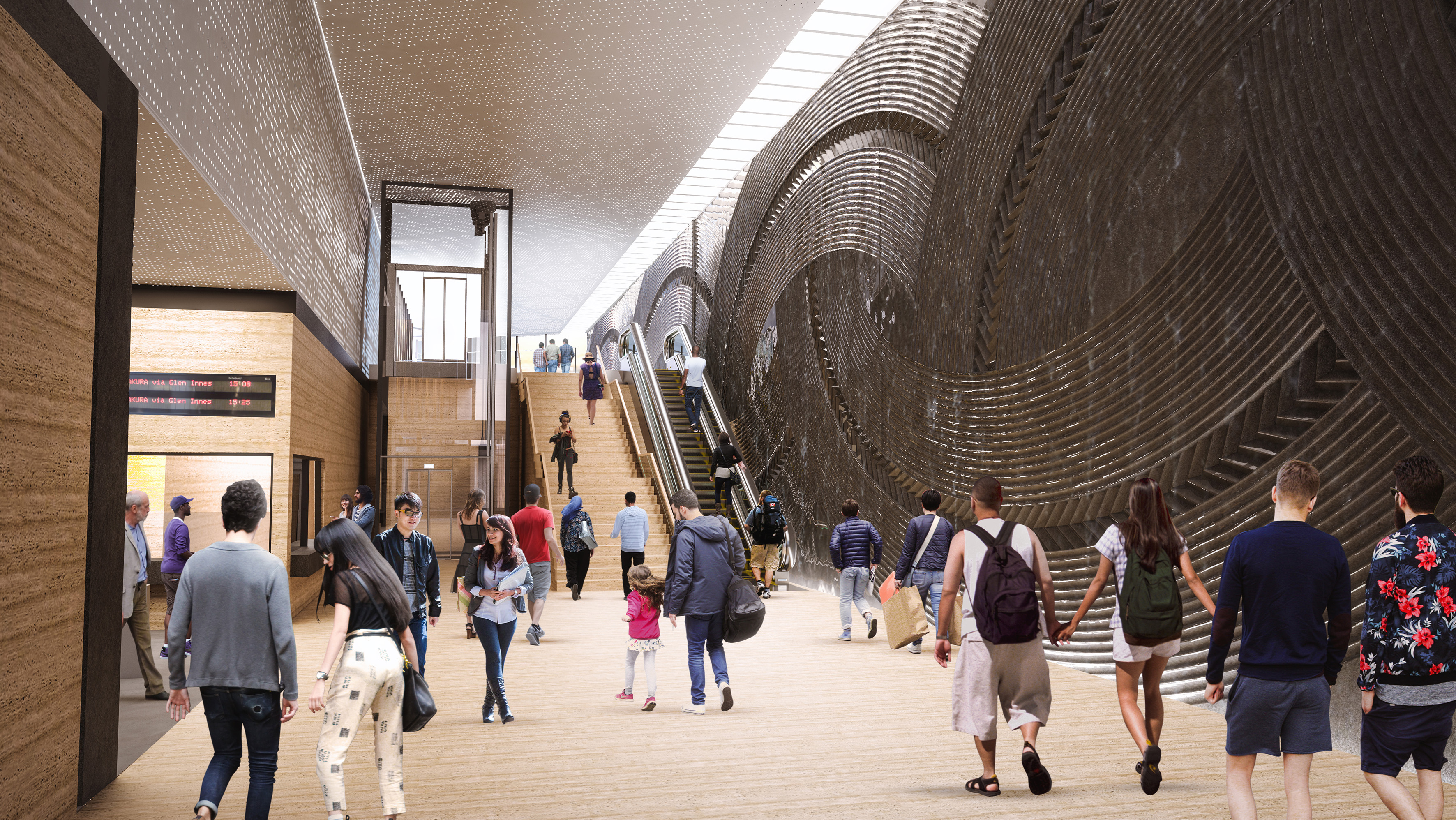 Artist’s impression of the inside of the new Mt Eden train station.