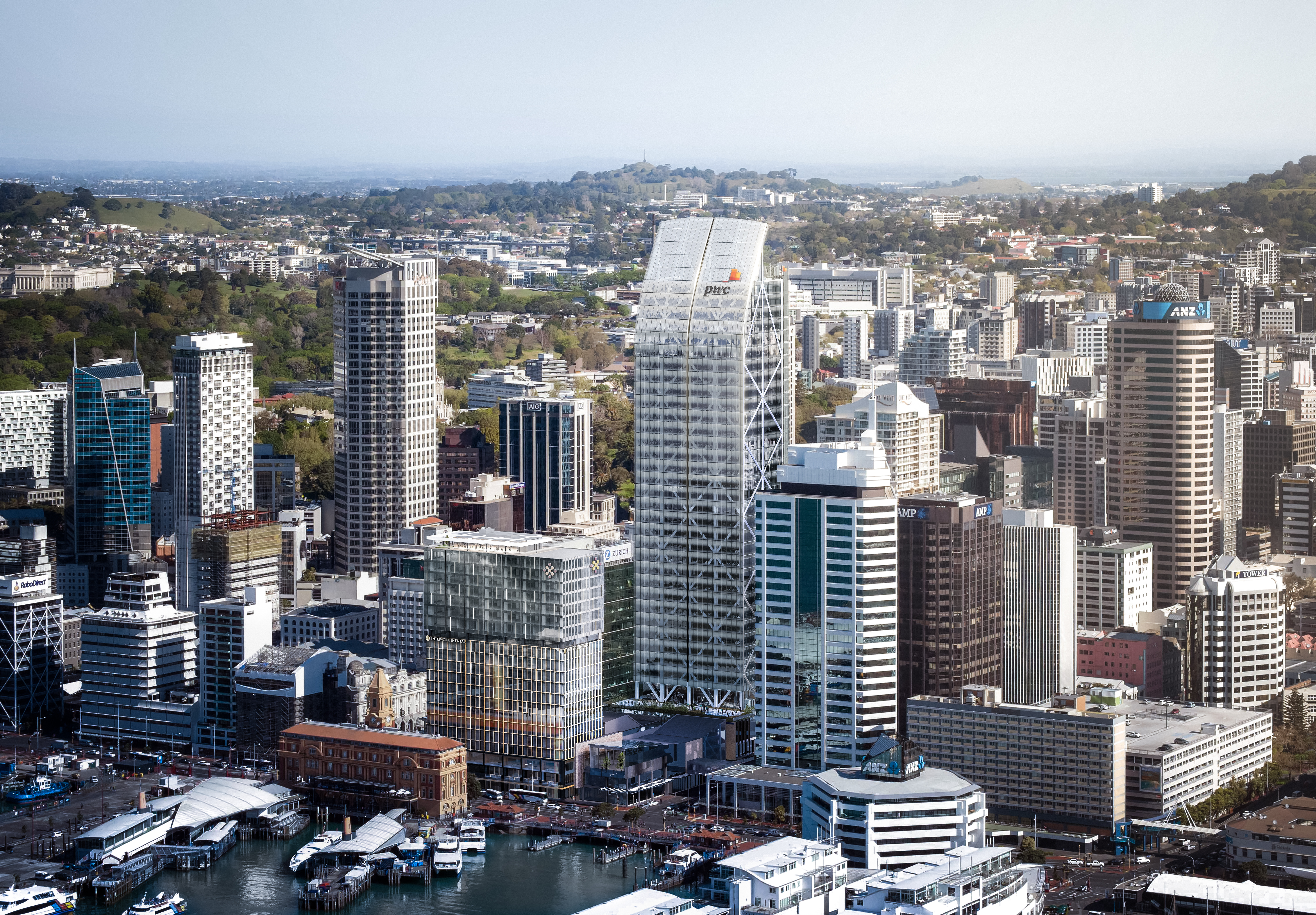 View of Auckland central cityscape.